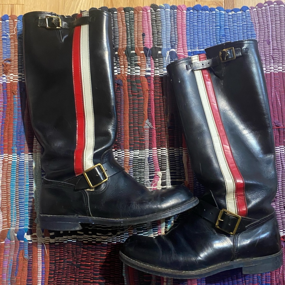 Mid Century Thorogood Biker Boots Leather Men’s 7.5 Women’s 9 Side Zipper Buckle